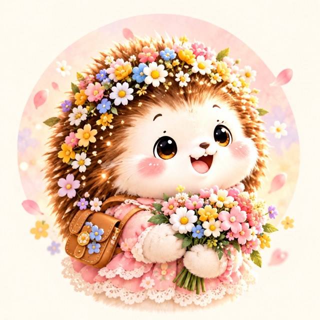 刺蝟 Fleurette，花冠與手捧花束